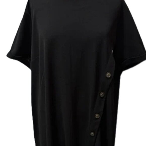 Cato Est.1946 Black Round neck short Sleeve Shift Dress Button detail sz 26 - Picture 4 of 5
